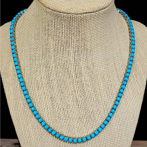 Elegant 31.06 tcw Genuine Arizona Sleeping Beauty Turquoise Necklace platinum SS - Picture 2 of 6